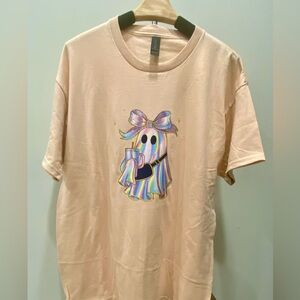 Gildan Adult blush/beige Ghost Tee with Holographic Design